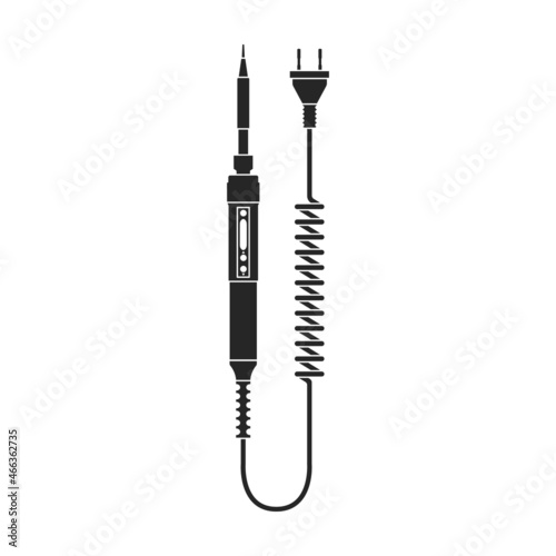 Soldering iron isolated black icon. Vector illustration solder on white background. Vector black illustration icon soldering iron.