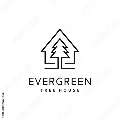 Simple House and Tree Logo Design