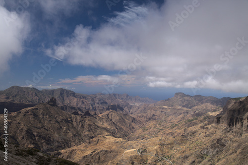 Gran Canaria  landscape of the central part of the island  Las Cumbres  ie The Summits   Caldera de Tejeda in geographical center of the island  as seen from Cruz de Tejeda pass