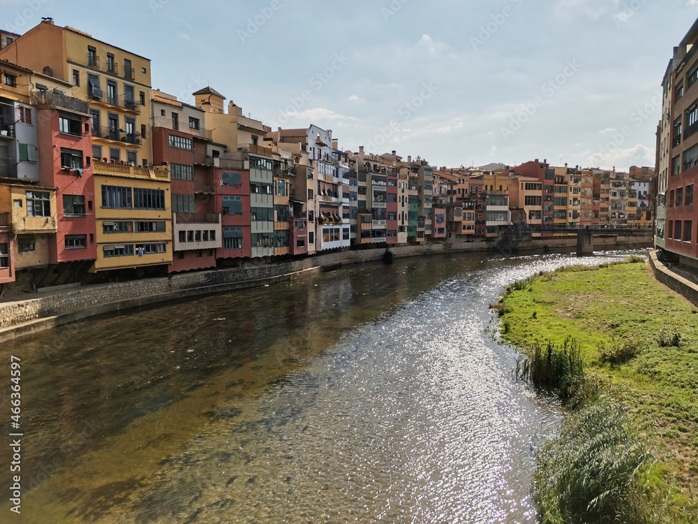 Colorful houses at river Onyar in Girona