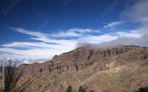 Gran Canaria, landscape of the central part of the island, Las Cumbres, ie The Summits, Caldera de Tejeda in geographical center of the island, as seen from Cruz de Tejeda pass