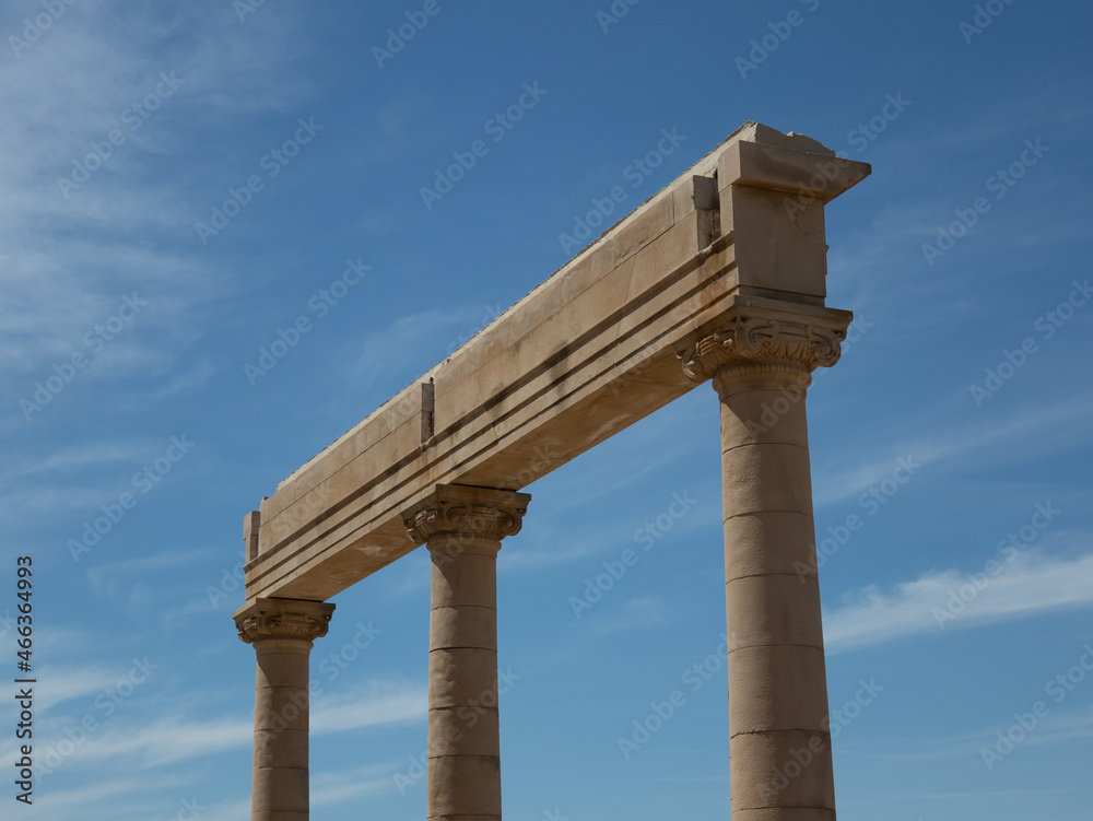 Roman columns and arch located in Spain