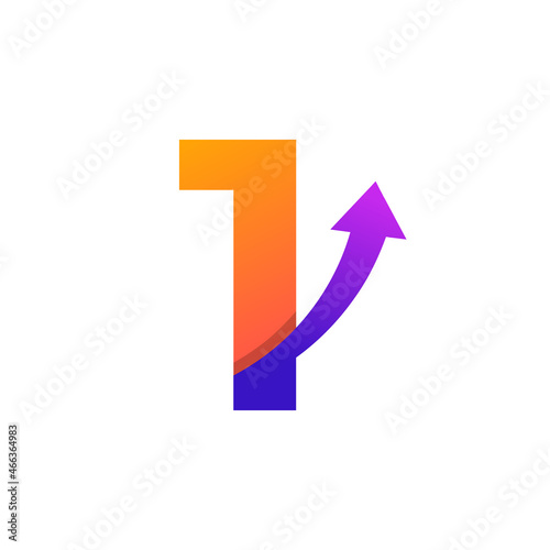 Number 1 Arrow Up Logo Symbol. Good for Company, Travel, Start up, Logistic and Graph Logos