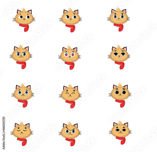 Moody brown cat, illustration, vector, on a white background.