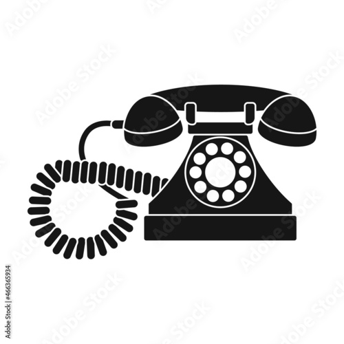 Retro phone vector icon.Black vector icon isolated on white background retro phone.