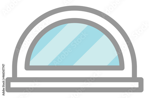 Half circle window, illustration, vector, on a white background.