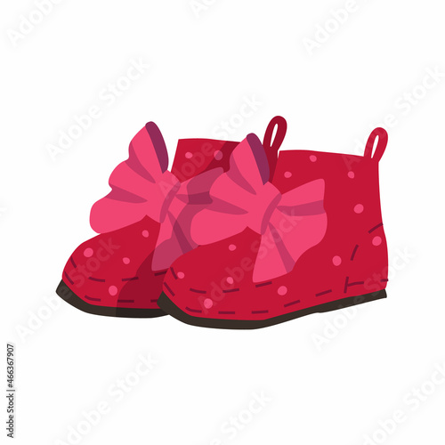 Vector flat illustration with an element of children s clothing. A pair of warm, autumn, spring children s shoes is depicted. You can use the object in web design, banners, etc.