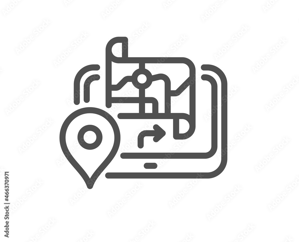 GPS map line icon. Road path sign. Journey route device symbol. Quality design element. Linear style gps icon. Editable stroke. Vector GPS map line icon. Road path sign. Journey route device symbol. Quality design element. Linear style gps icon. Editable stroke. Vector