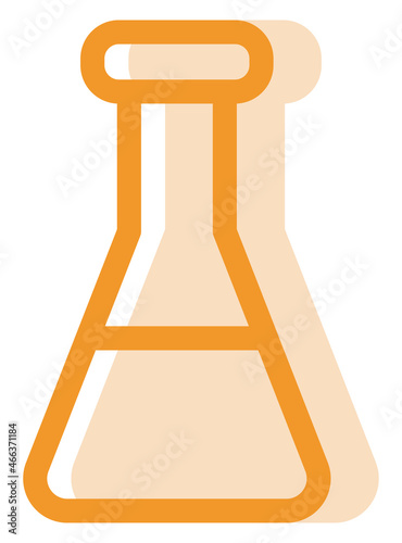 Orange chemistry bottle, illustration, vector, on a white background.