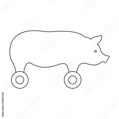 Wooden pig vector icon.Outline vector icon isolated on white background wooden pig.