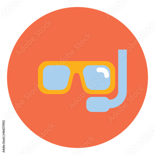Vacation snorkling goggles, illustration, vector, on a white background.
