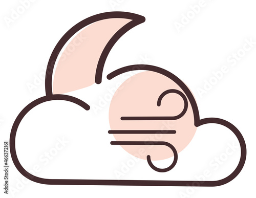 Windy night, illustration, vector, on a white background.