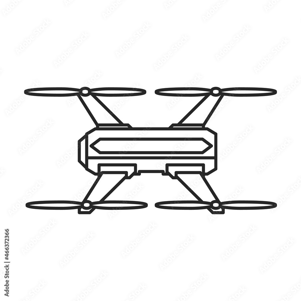 Drone outline vector icon.Outline vector illustration quadcopter. Isolated illustration of drone icon on white background. Drone outline vector icon.Outline vector illustration quadcopter. Isolated illustration of drone icon on white background.