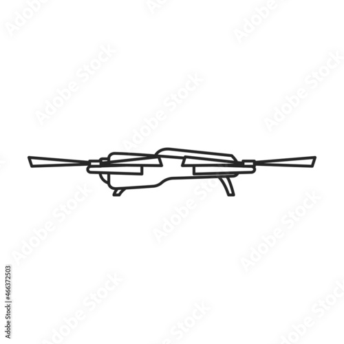 Drone outline vector icon.Outline vector illustration quadcopter. Isolated illustration of drone icon on white background. © VectorVicePhoto