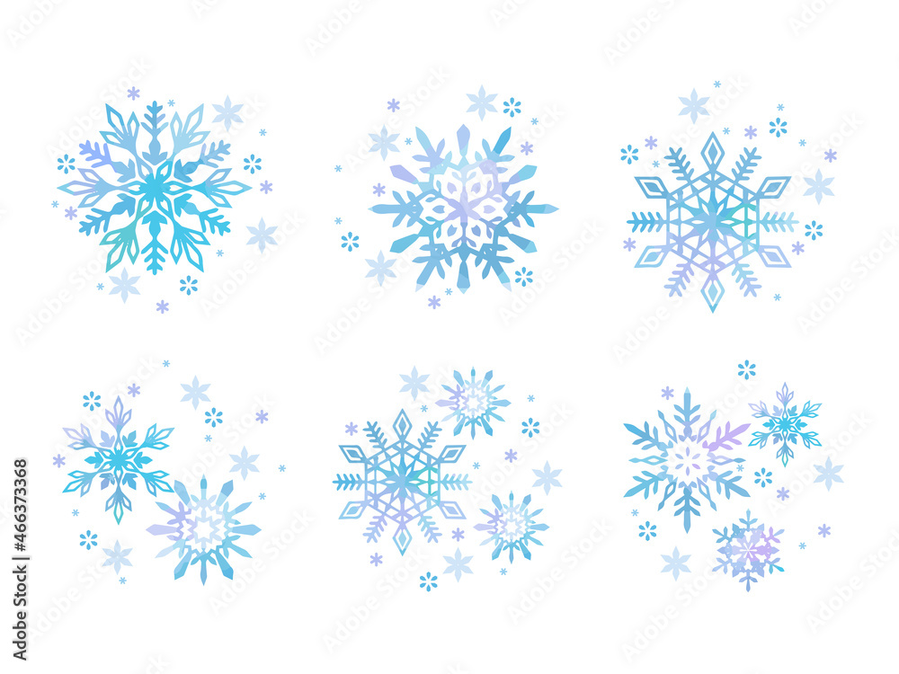 雪の結晶のワンポイントイラスト、セット 雪の結晶のワンポイントイラスト、セット