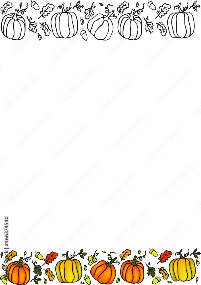 Obraz premium Stationery template with pumpkins decor 