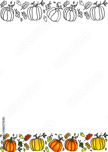 Stationery template with pumpkins decor 