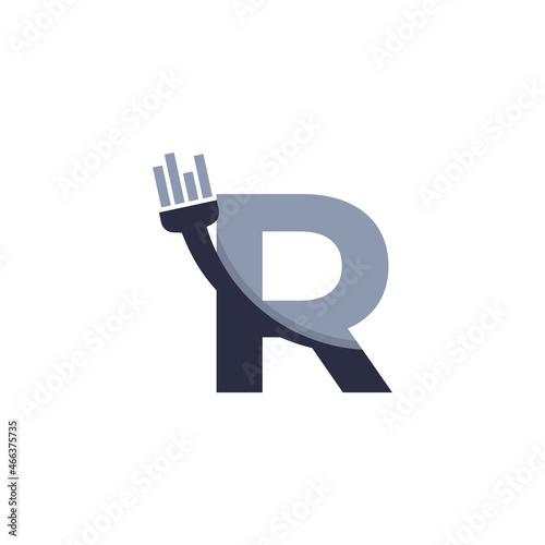 Letter R Brush and Paint with Minimalist Design Style