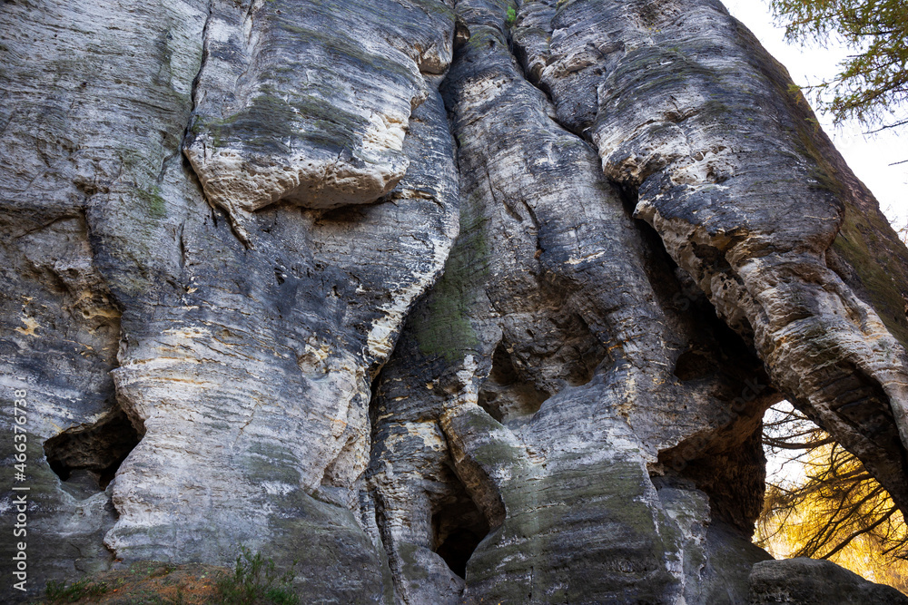 Beautiful autumn Landscape in the sandstone Mountains in the north Bohemia, Tisa Rocks, Czech Republic
