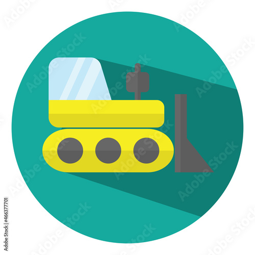 Yellow buldozer, illustration, vector, on a white background.