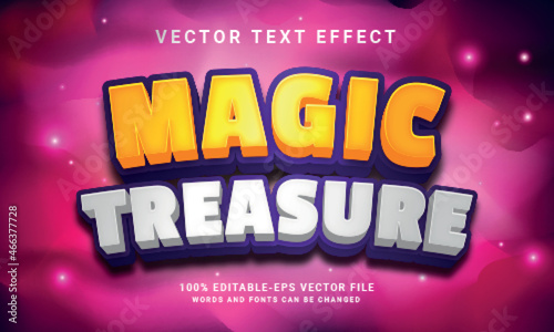 Magic treasure 3D text effect, editable text style and suitable for game assets