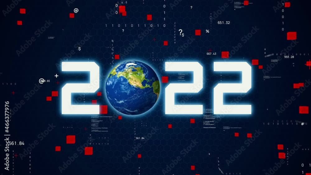 2022年イメージ 年号と地球 デジタルトランスフォーメーション 2022年イメージ 年号と地球 デジタルトランスフォーメーション