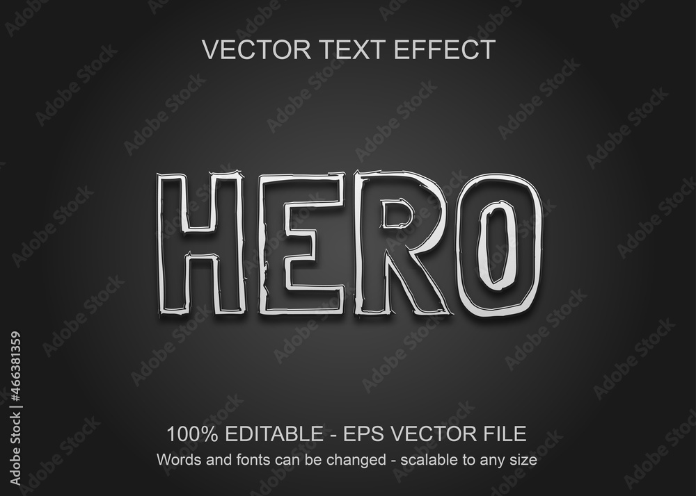 Text effect with black background and white text like torn paper