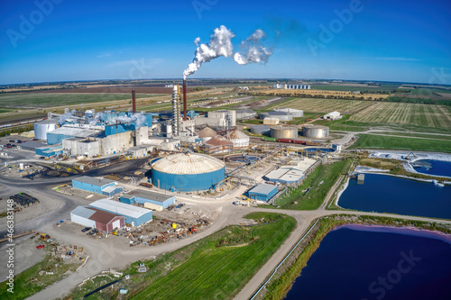 Aerial View of a Sugar Mill Refinery in Rural North Dakota with Ponds