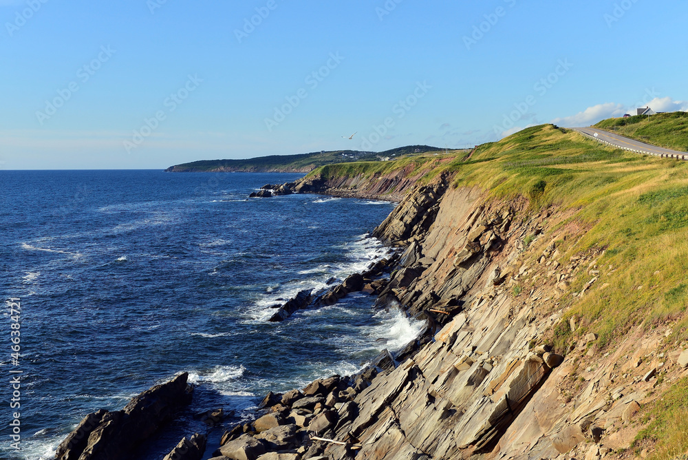 The rugged coast of the world famous Cabot Trail in Cape Breton, Nova Scotia, Canada