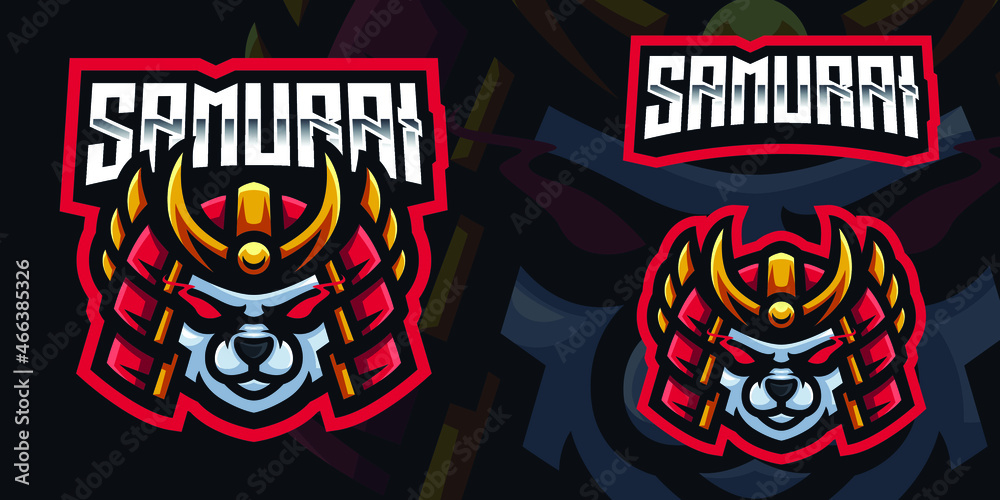 Samurai Panda Mascot Gaming Logo Template