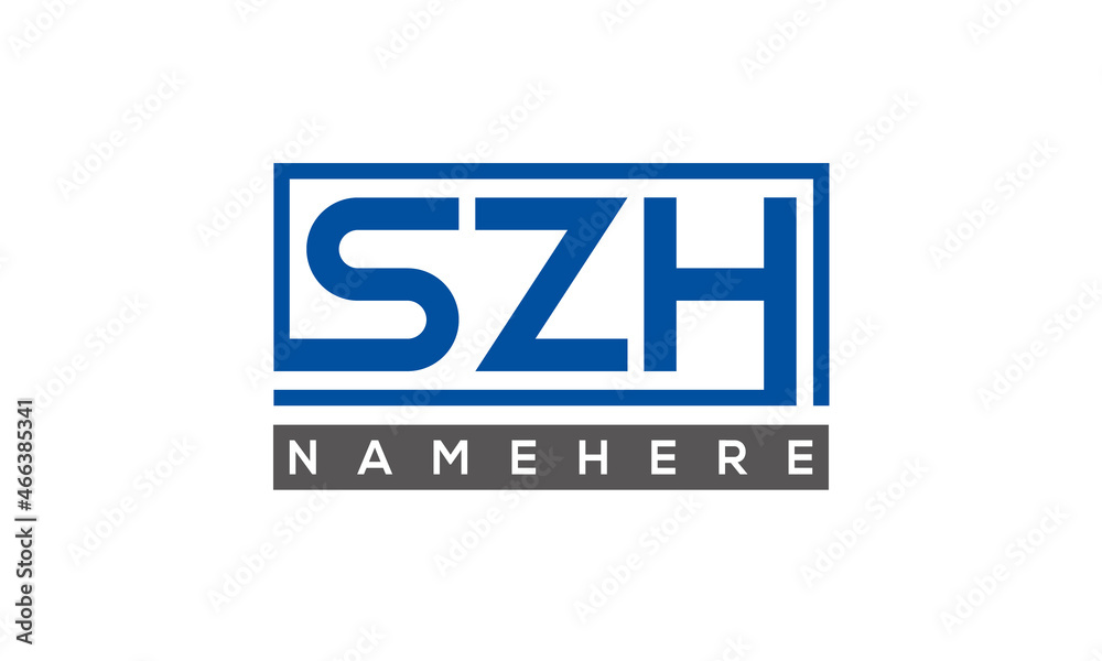 SZH Letters Logo With Rectangle Logo Vector SZH Letters Logo With Rectangle Logo Vector