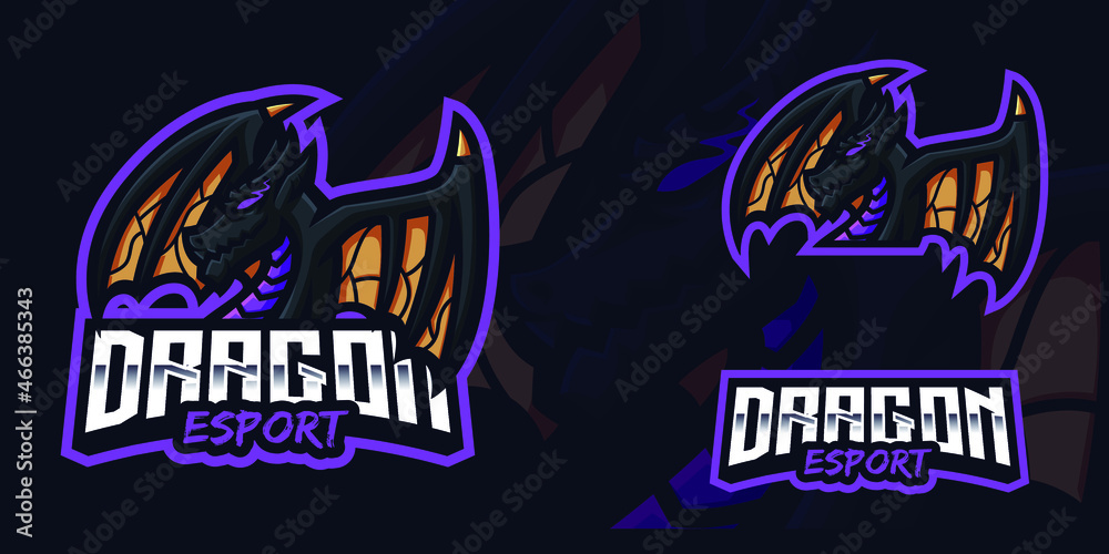 Black Dragon Mascot Gaming Logo Template