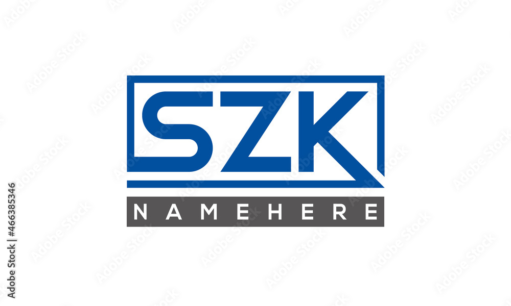 SZK Letters Logo With Rectangle Logo Vector SZK Letters Logo With Rectangle Logo Vector