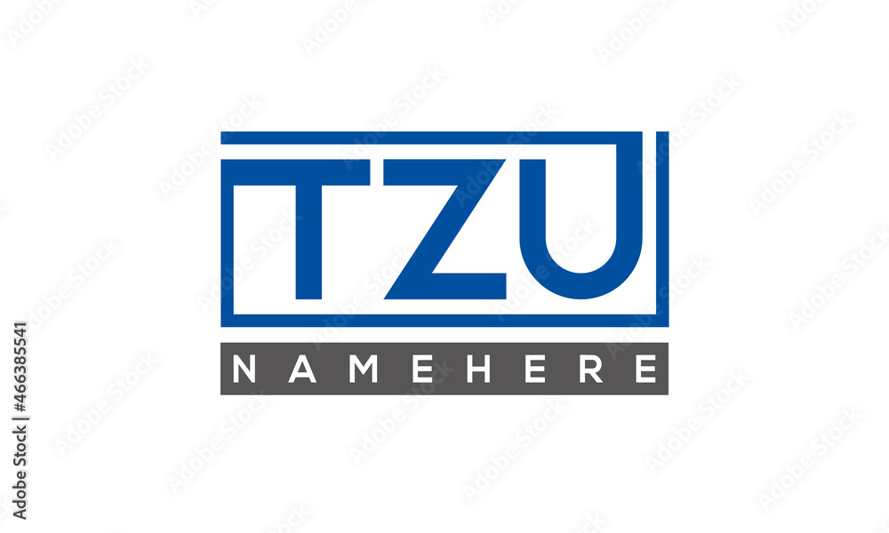 TZU Letters Logo With Rectangle Logo Vector TZU Letters Logo With Rectangle Logo Vector