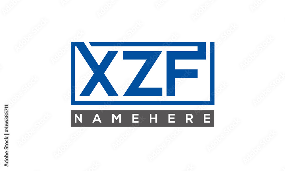 XZF Letters Logo With Rectangle Logo Vector XZF Letters Logo With Rectangle Logo Vector