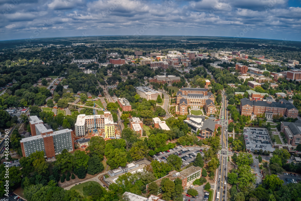 Aerial View of a large Public University in Athens, Georgia