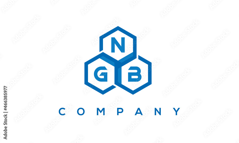 NGB letters design logo with three polygon hexagon logo vector template	