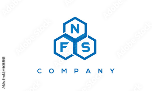 NFS letters design logo with three polygon hexagon logo vector template 