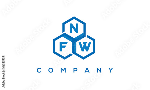 NFW letters design logo with three polygon hexagon logo vector template  © Mohammad