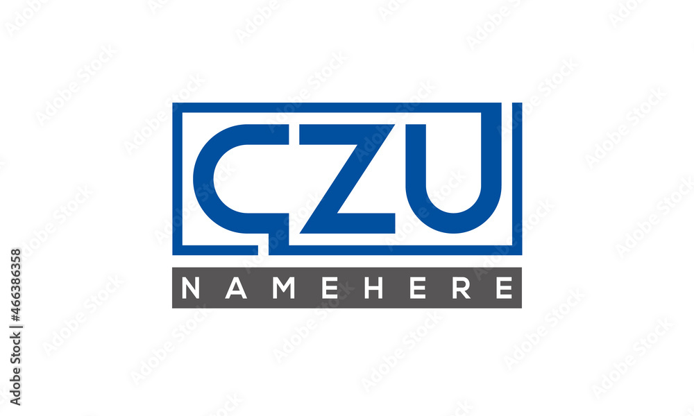 CZU Letters Logo With Rectangle Logo Vector - obrazy, fototapety, plakaty 