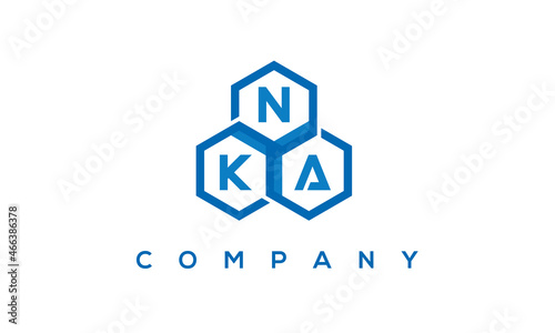 NKA letters design logo with three polygon hexagon logo vector template	 photo