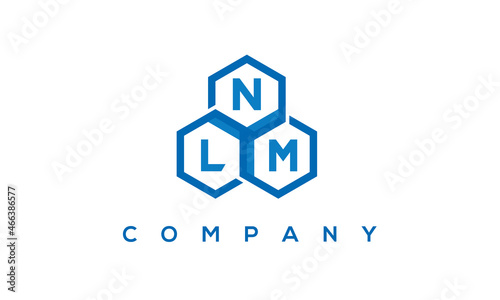 NLM letters design logo with three polygon hexagon logo vector template	 photo