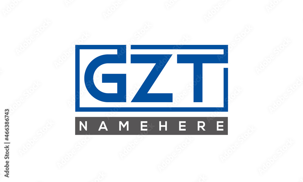GZT Letters Logo With Rectangle Logo Vector