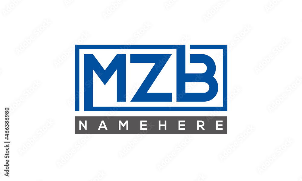 MZB Letters Logo With Rectangle Logo Vector MZB Letters Logo With Rectangle Logo Vector