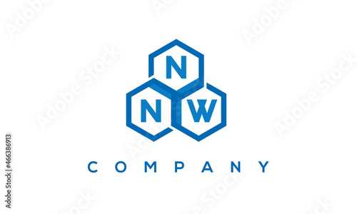 NNW letters design logo with three polygon hexagon logo vector template  © Mohammad