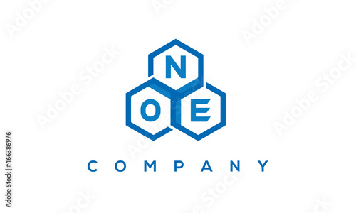 NOE letters design logo with three polygon hexagon logo vector template	