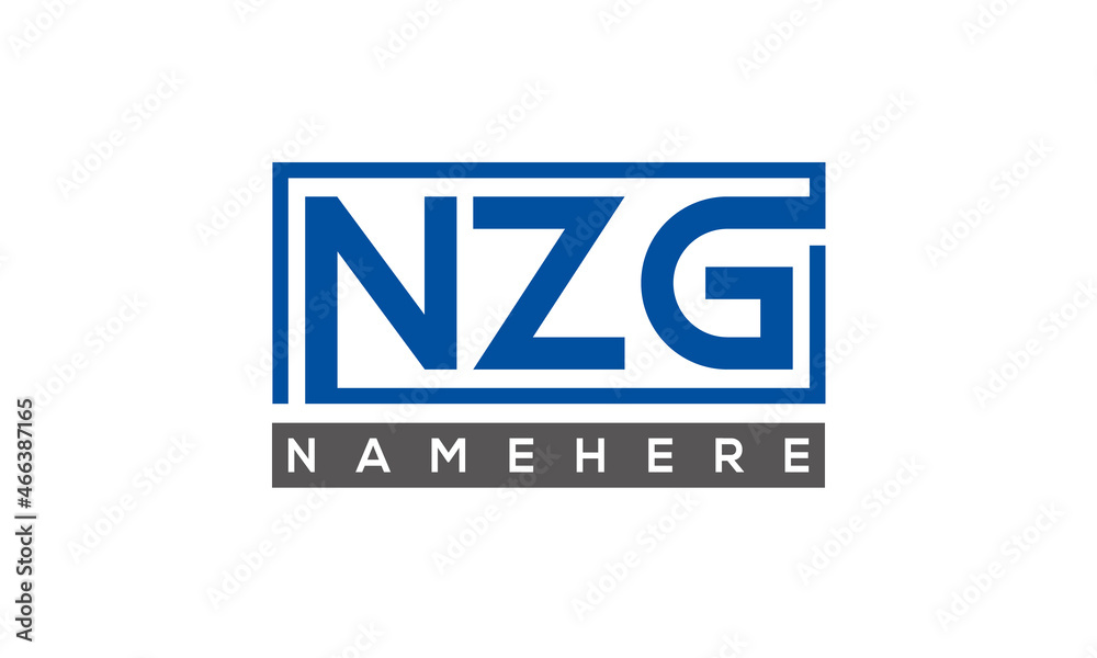 NZG Letters Logo With Rectangle Logo Vector NZG Letters Logo With Rectangle Logo Vector