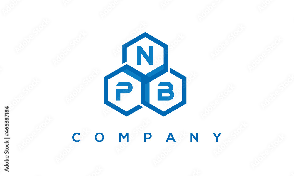 NPB letters design logo with three polygon hexagon logo vector template	