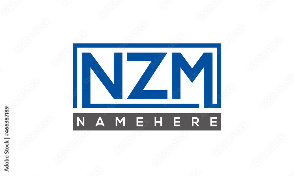 NZM Letters Logo With Rectangle Logo Vector NZM Letters Logo With Rectangle Logo Vector
