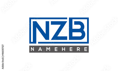 NZB Letters Logo With Rectangle Logo Vector